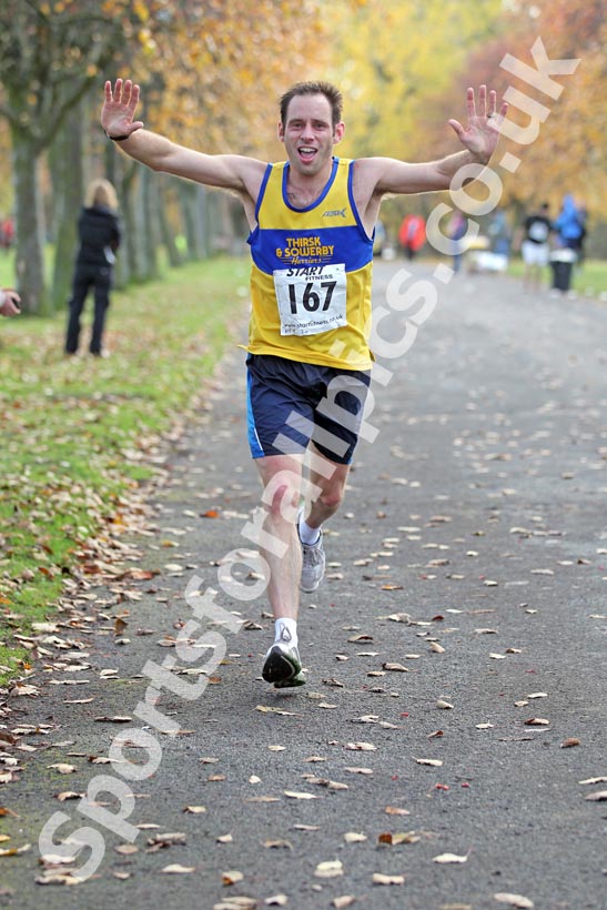 Steve Middleton finishing 2nd in the Newcastle Town Moor Marathon